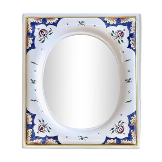 Hand painted ceramic mirror from Desvres