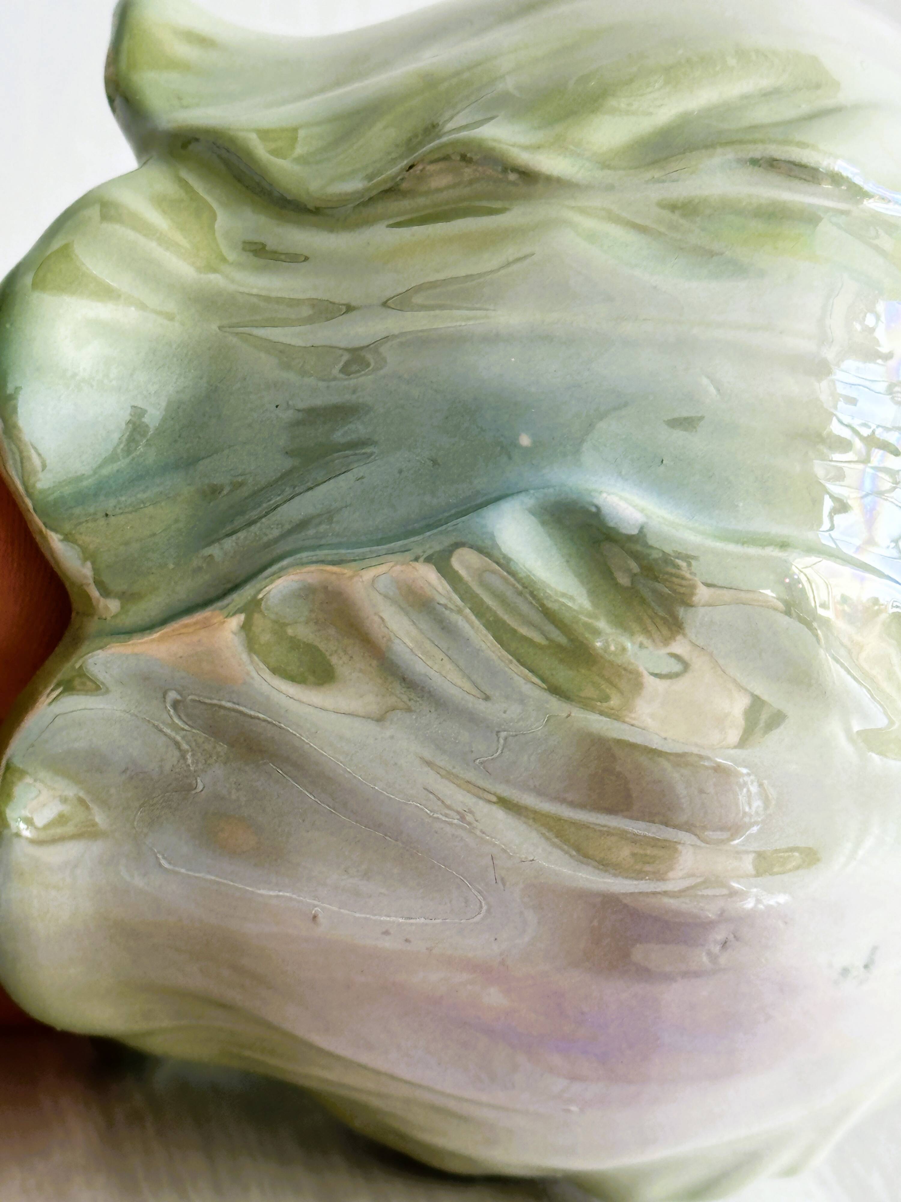 Sugar bowl - cabbage slip condiment pot.