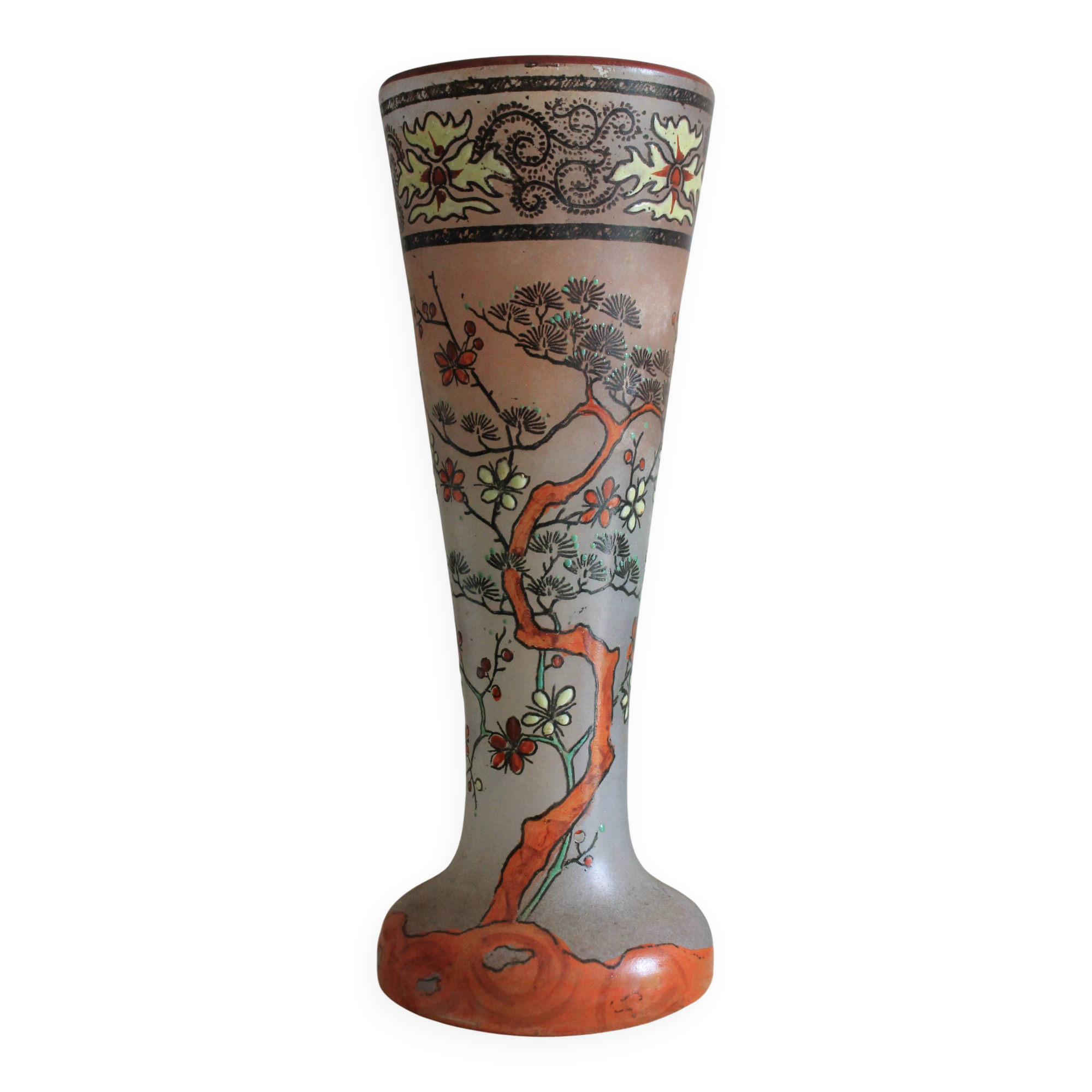 Legras glass cornet vase, "Spring" model (1900 - 1910)