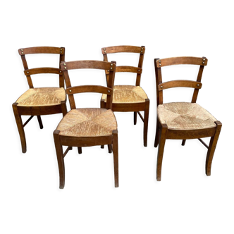 Lot de 4 chaises paillees