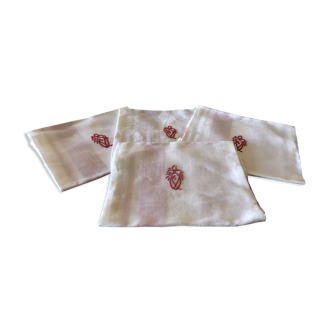 Series of 4 old yarn tea towels