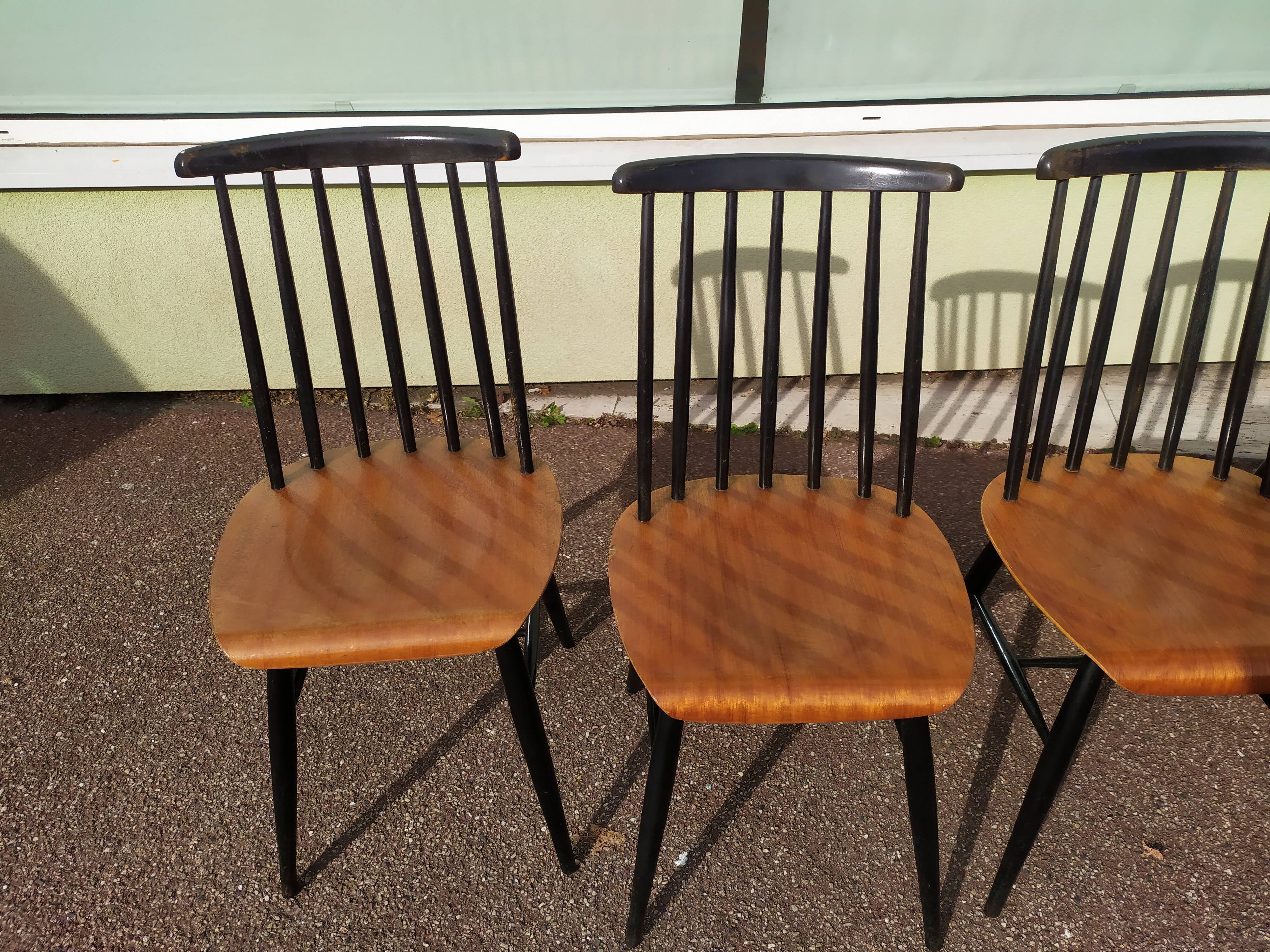 Set of 4 Scandinavian Chairs Fanett by Ilmari Tapiovaara, 60s