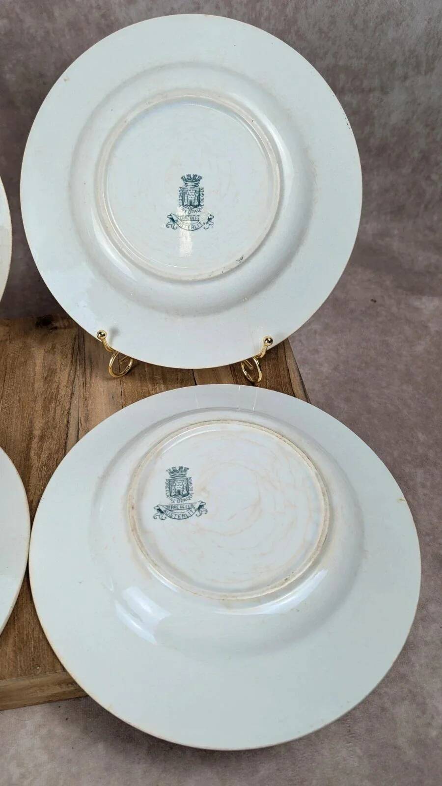 Lot de 4 assiettes creuses anciennes Gien – Terre de Fer modèle Austerlitz