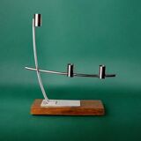 Candlestick in stainless steel and rosewood, 3 flames, Denmark, 1970