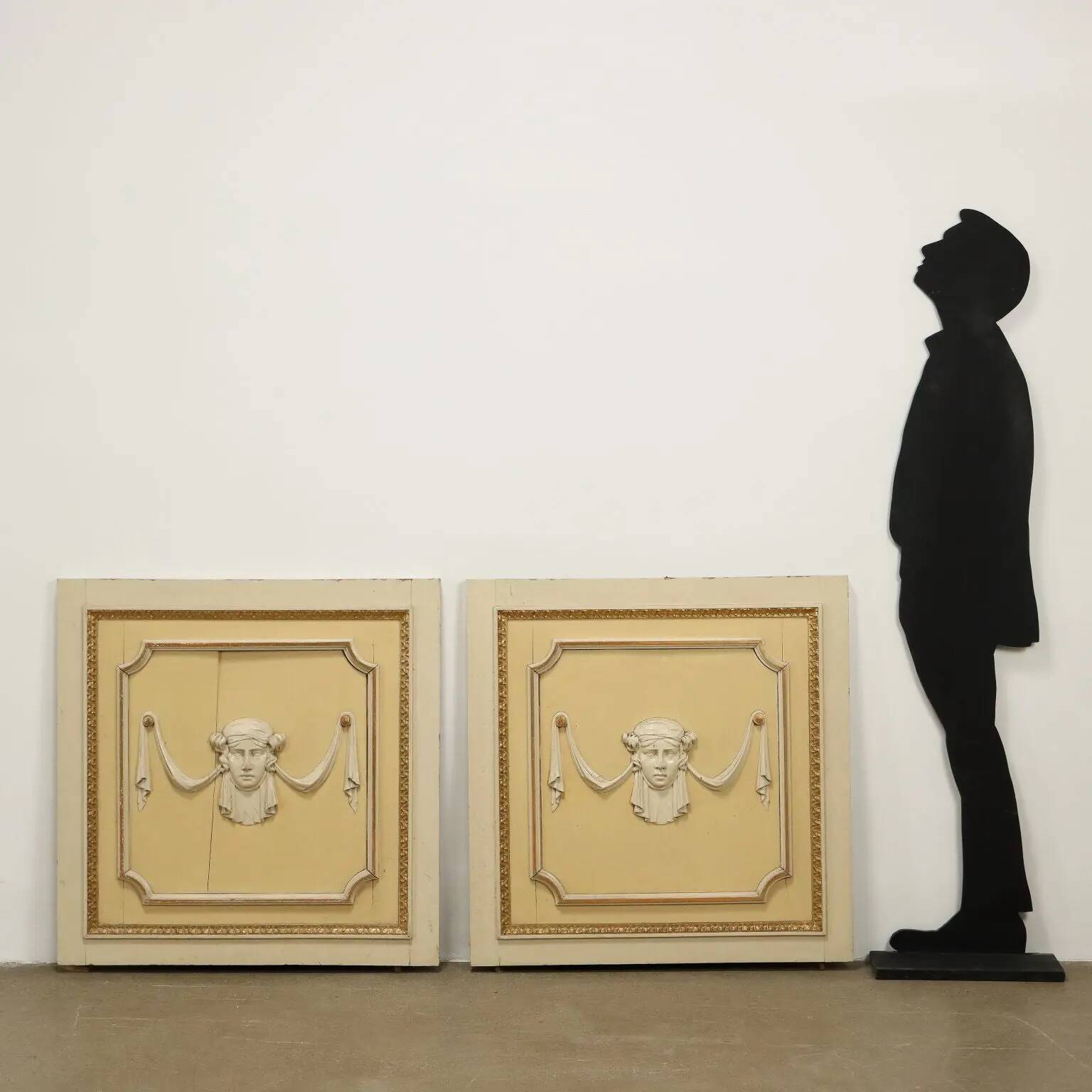 Antique decorative panels in neoclassical style made of poplar, 19th century.