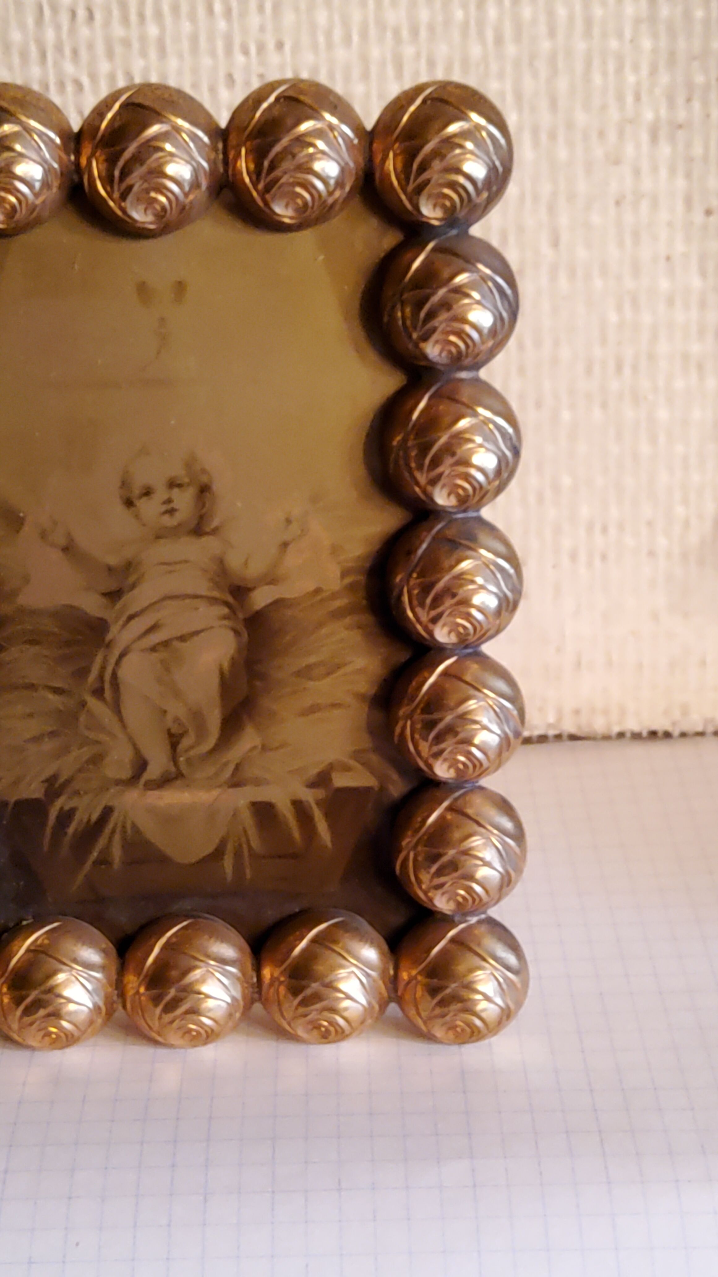 Art deco photo frame in gilded bronze and gilded brass