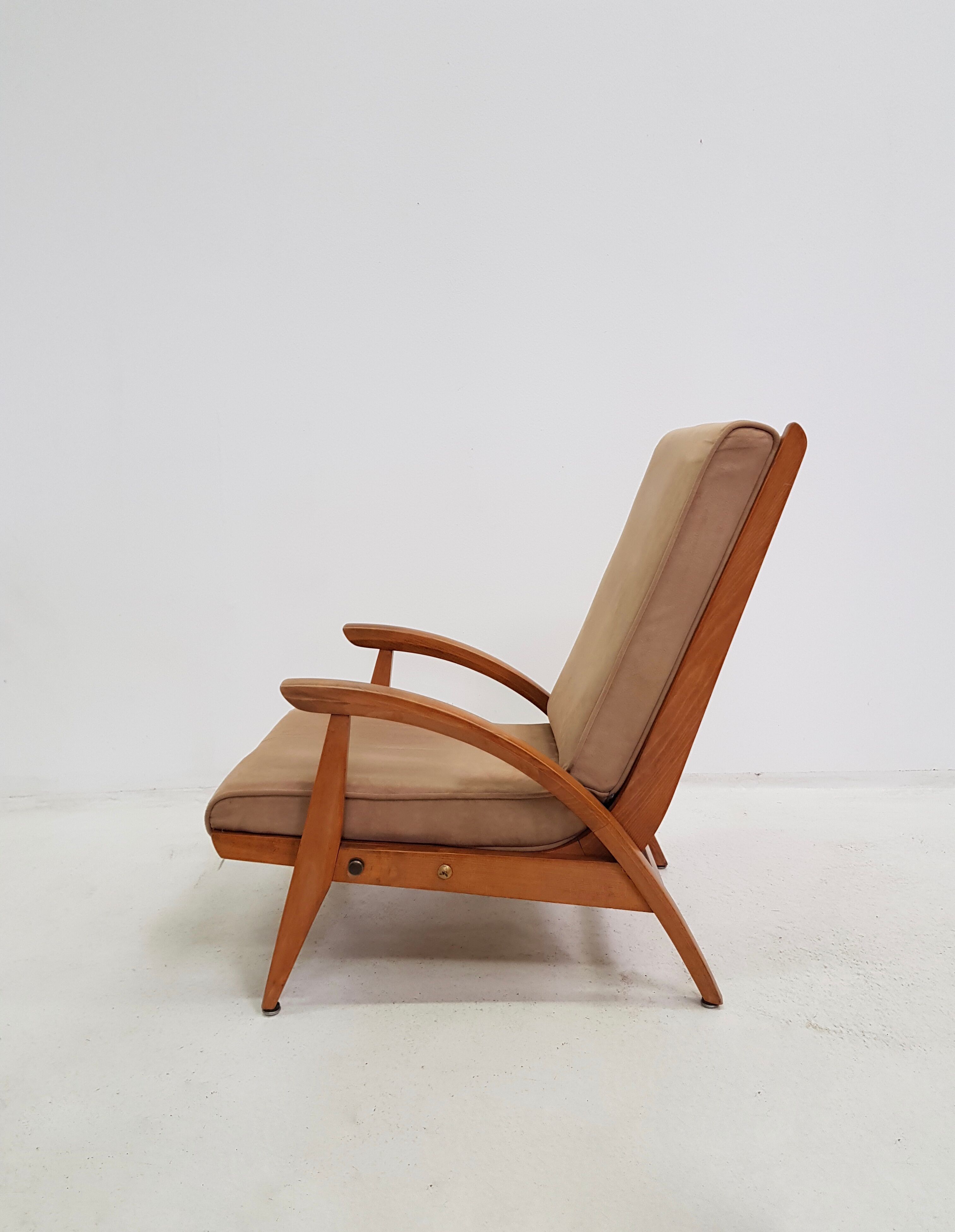 Pair of FS 134 Recliner chairs by Guy Besnard for Free Span, 1954