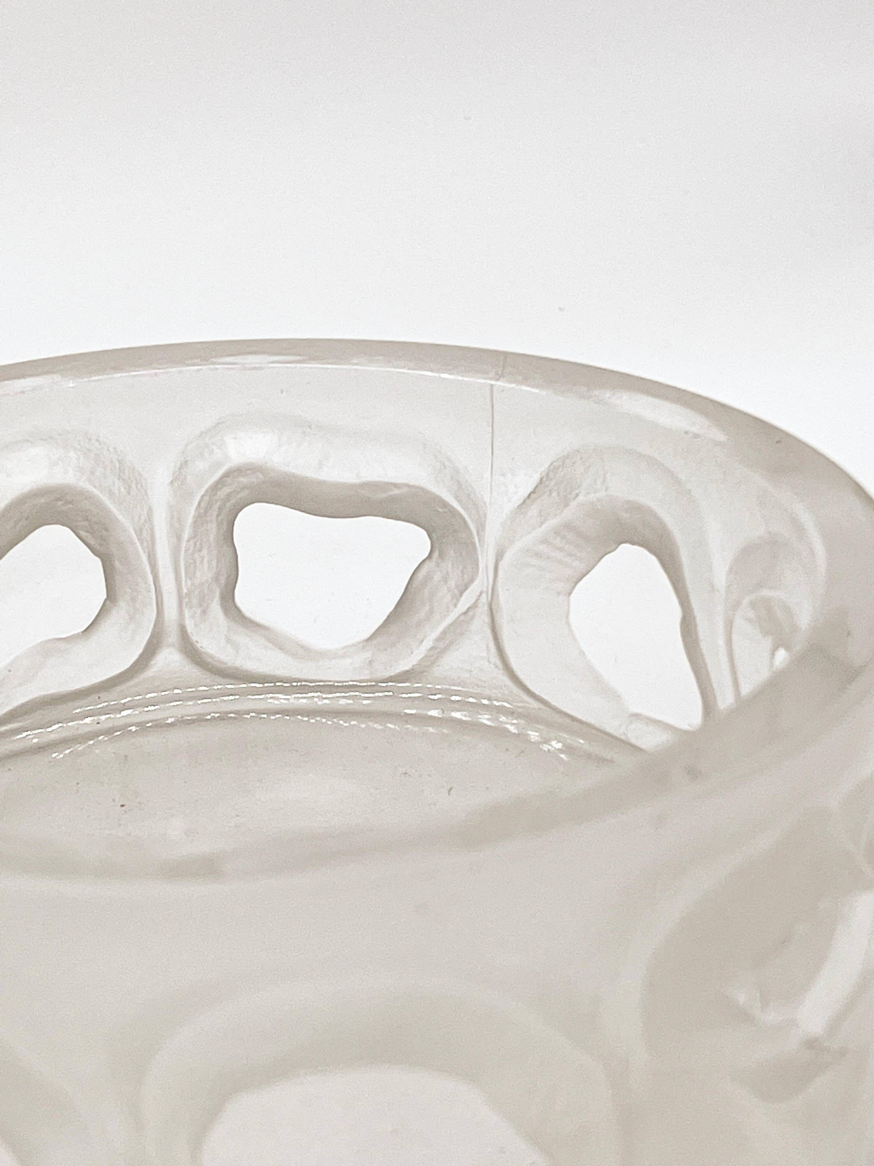 Decorative Organic Glass Vases, set of two engraved sculptural pieces, vintage