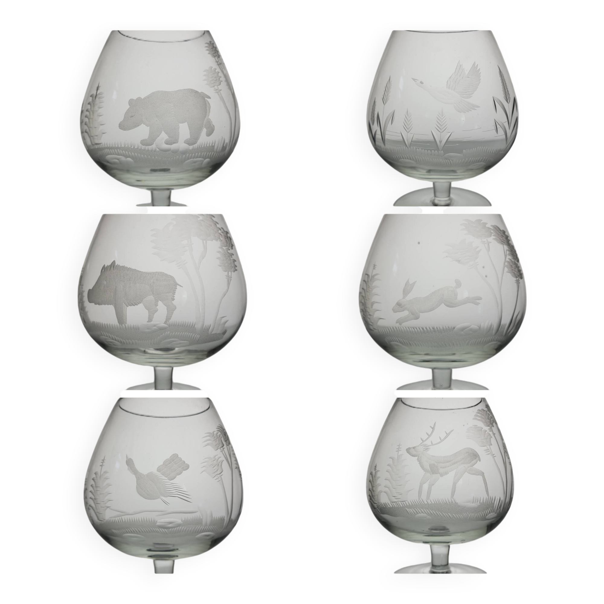 6 crystal cognac glasses