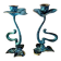 Pair of patinated greenish-blue bronze candlesticks Art Nouveau style