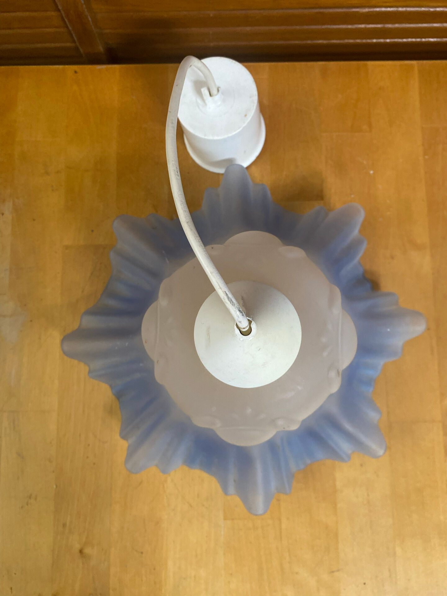 Old tosel suspension frosted blue glass vintage style #e469