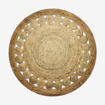 Tapis rond en jute 120 cm motif ajouré