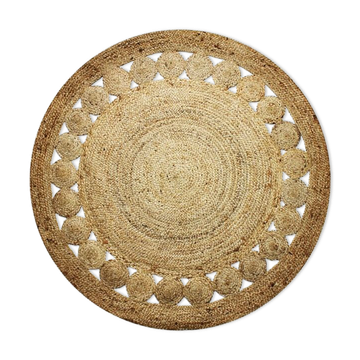 Tapis rond en jute 120 cm motif ajouré