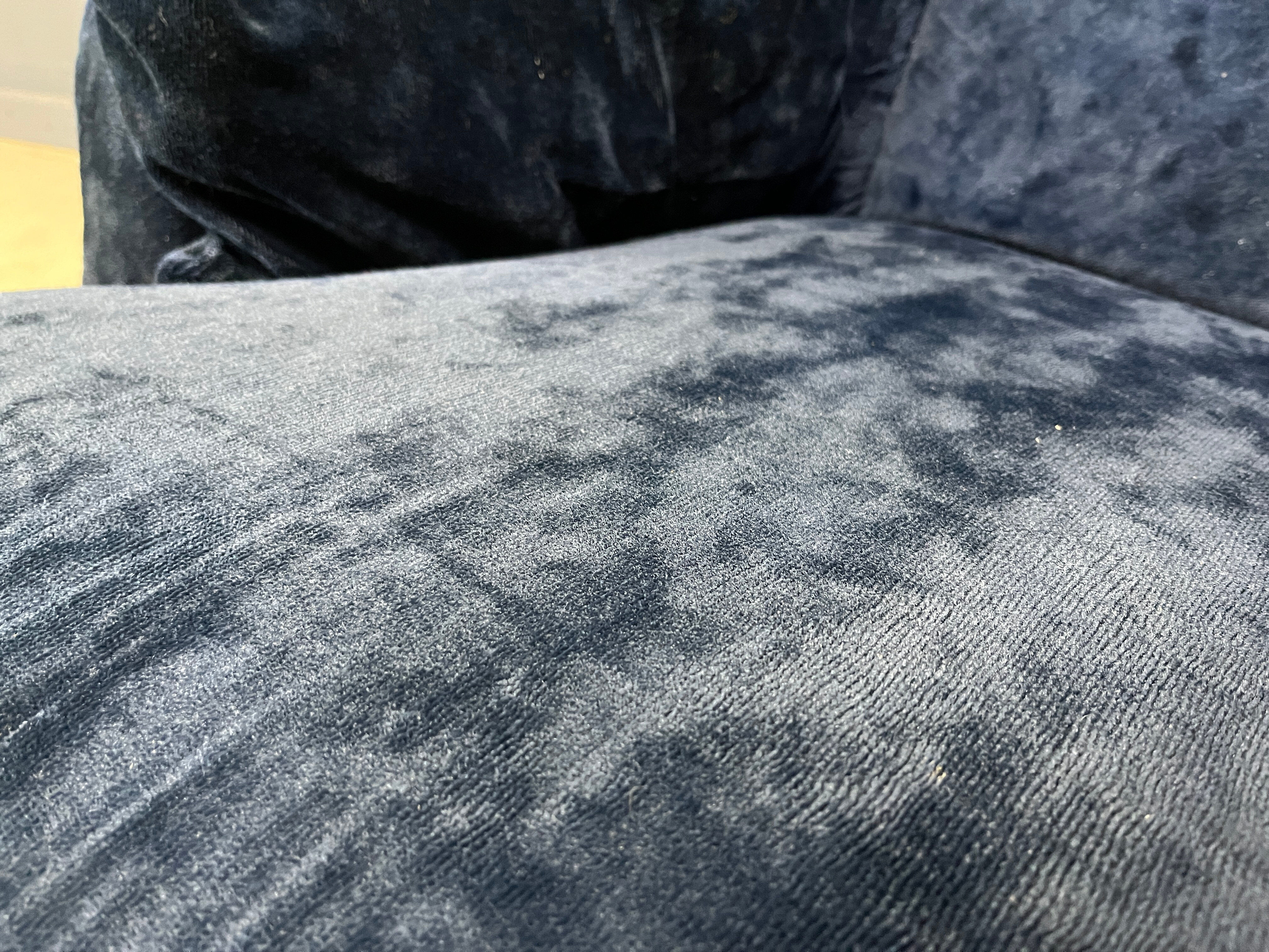 Blue velvet lounge chair 'Karate' by Michel Cadestin, France 1970s