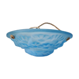 Suspension basin art deco in blue glass