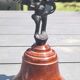 Pair of table bells musician angels in copper metal and bronze