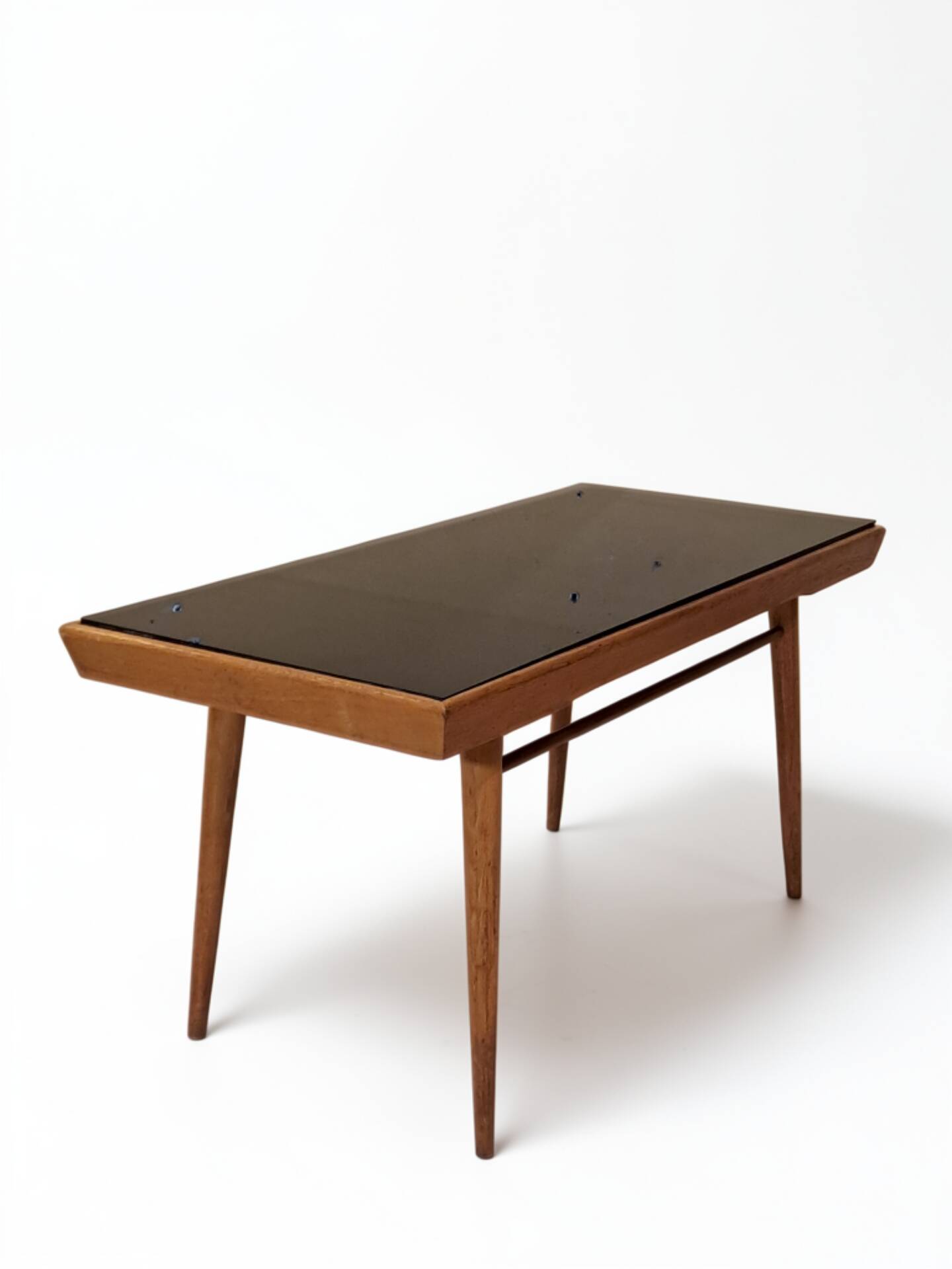 Table basse Tchécoslovaque 1960s, plateau verre noir