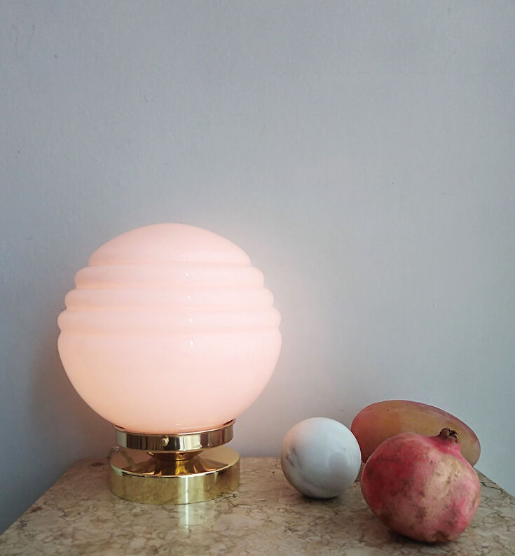 Pink opaline globe lamp