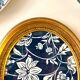 Oval frame in gilded wood with domino paper Antoinette Poisson 30C "Indienne"