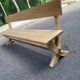 Monastery bench with a 220 cm backrest, renovated in raw solid oak with X legs.