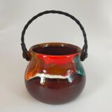 Valauris ceramic cauldron signed
