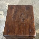 Small auxiliary stool in organic chocolate brown upcycled teak (3277)