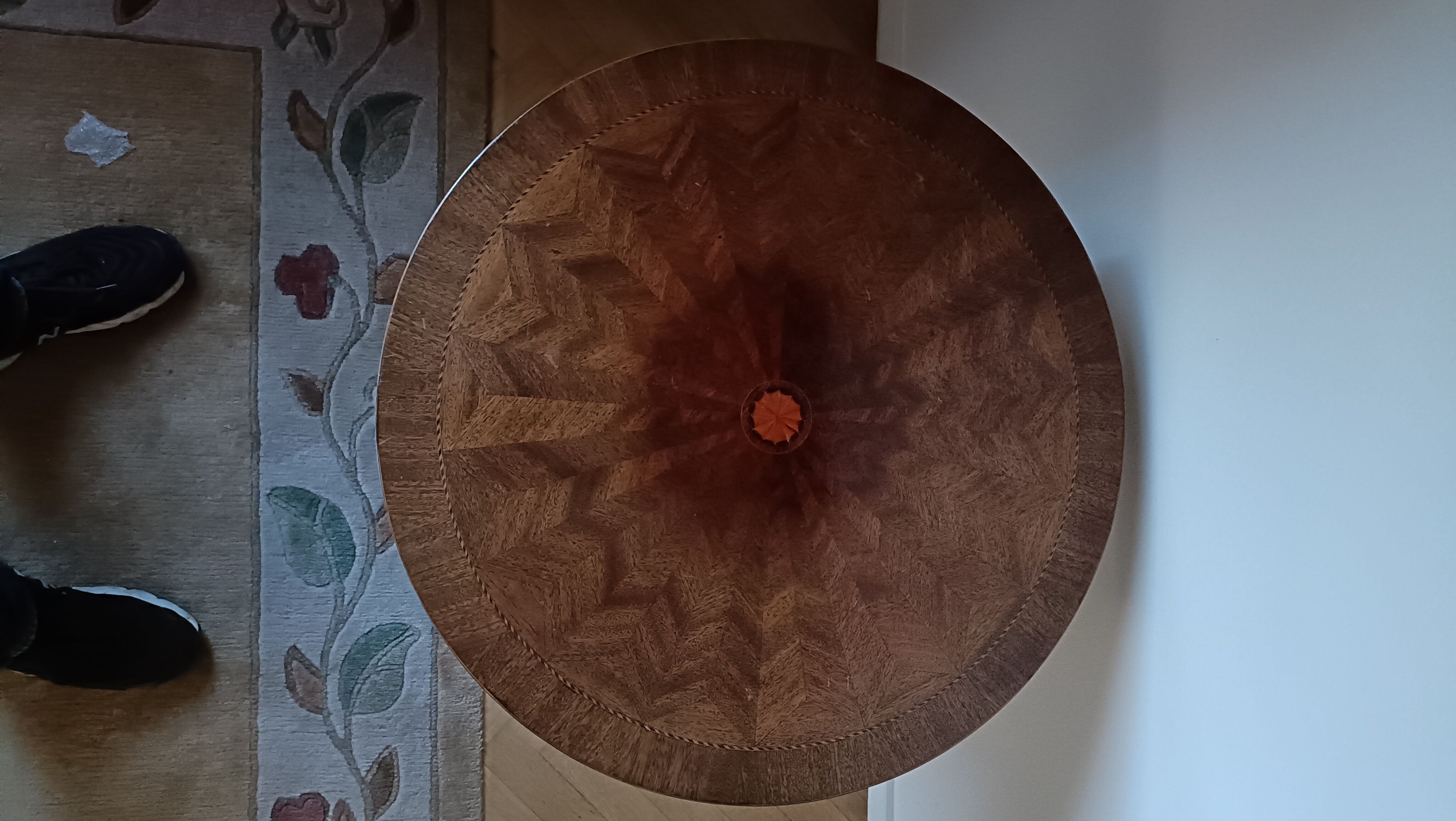 English marquetry pedestal table