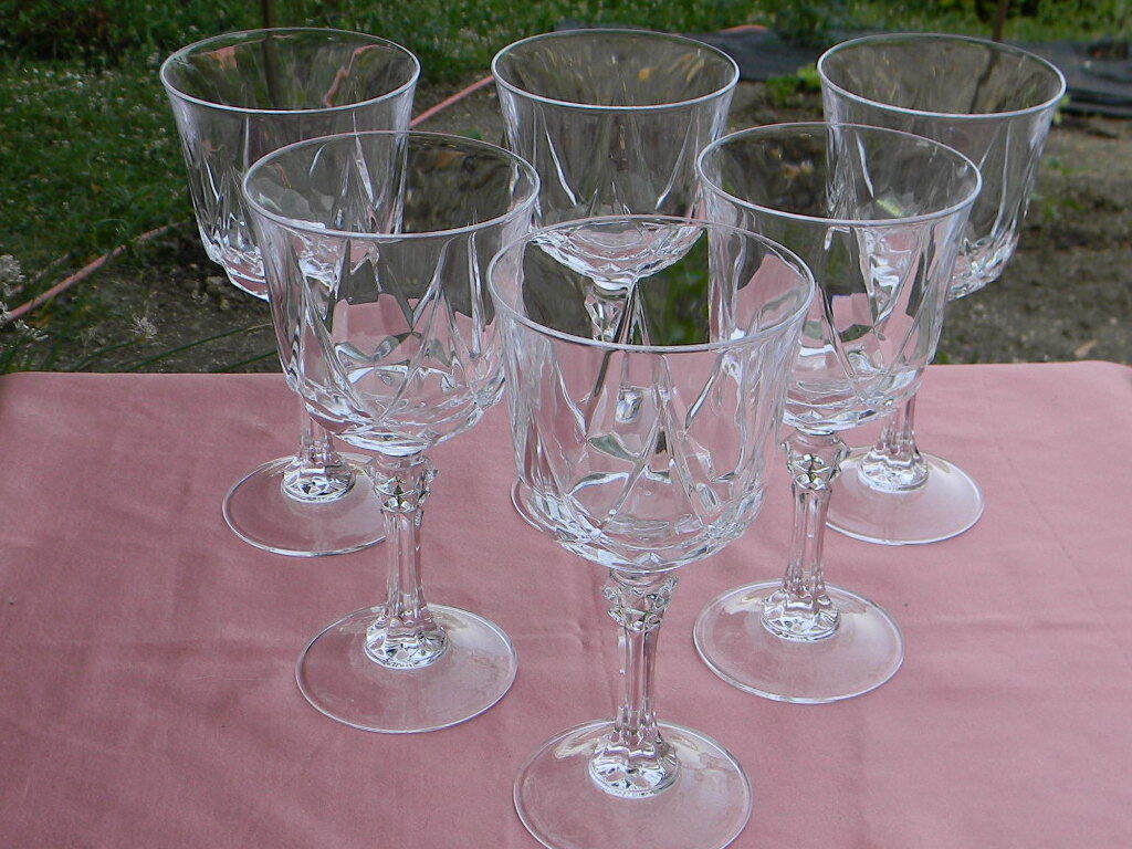 Lot de 6 verres à eau en cristal d'Arques modèle auteuil