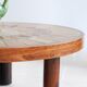 Round coffee table in wood and ceramic by Roger Capron, herbier/garrigue model, 60s/70s