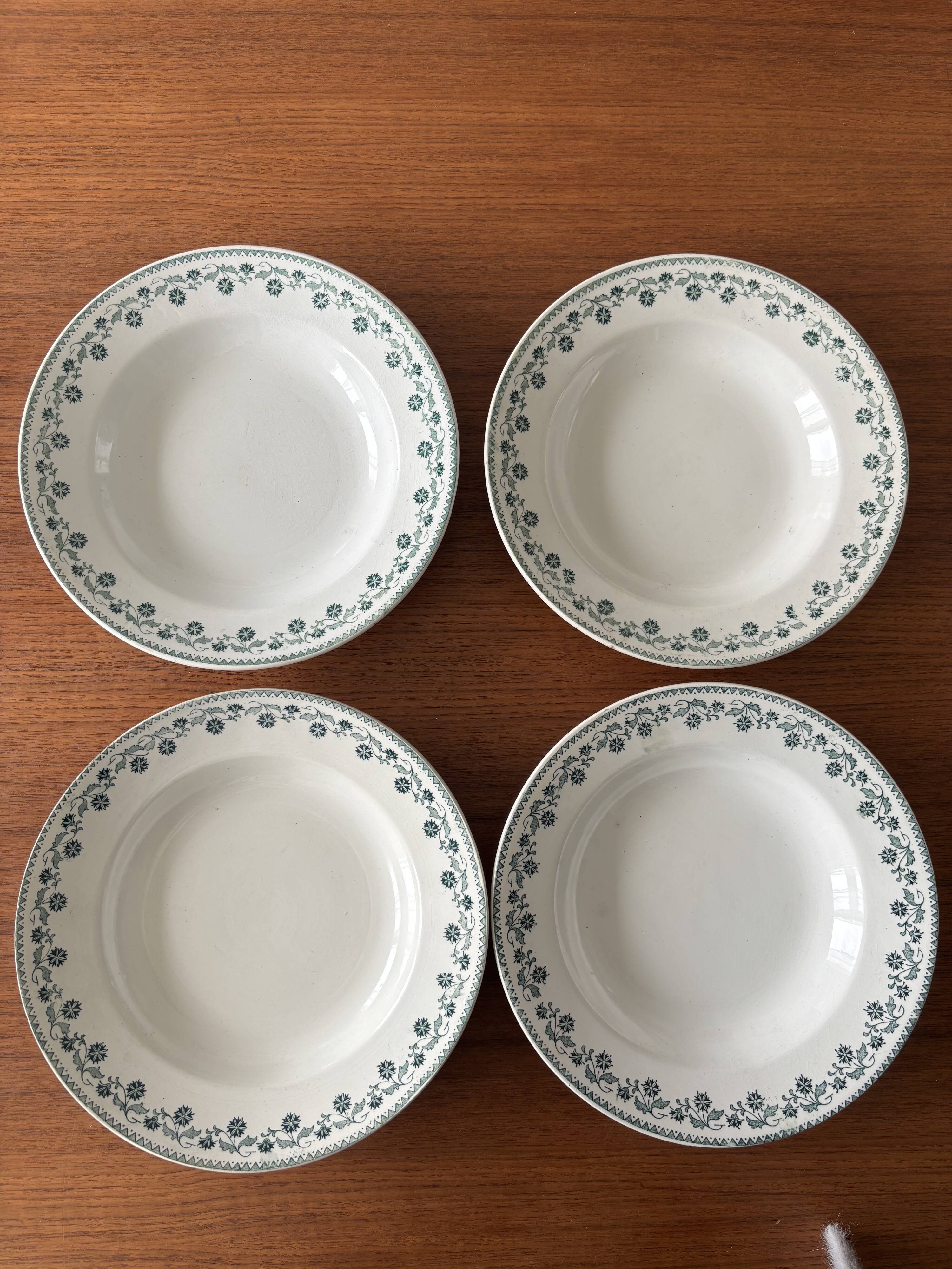 Set of 4 deep plates Terre de Fer Moulin des Loups model George