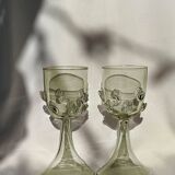 Pair of Mouthblown Wine Glass - Dots