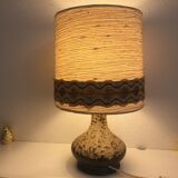 Vintage ceramic lamp blazed and lampshades in cira wool 1970s