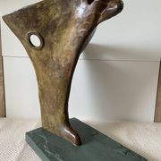 Contemporary Sculpture Solid Bronze Bow Boat and Mermaid Signed ORTIZ