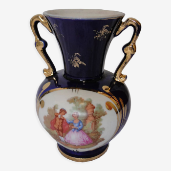 Vase porcelain revol object of window romantic decoration background blue golden handles