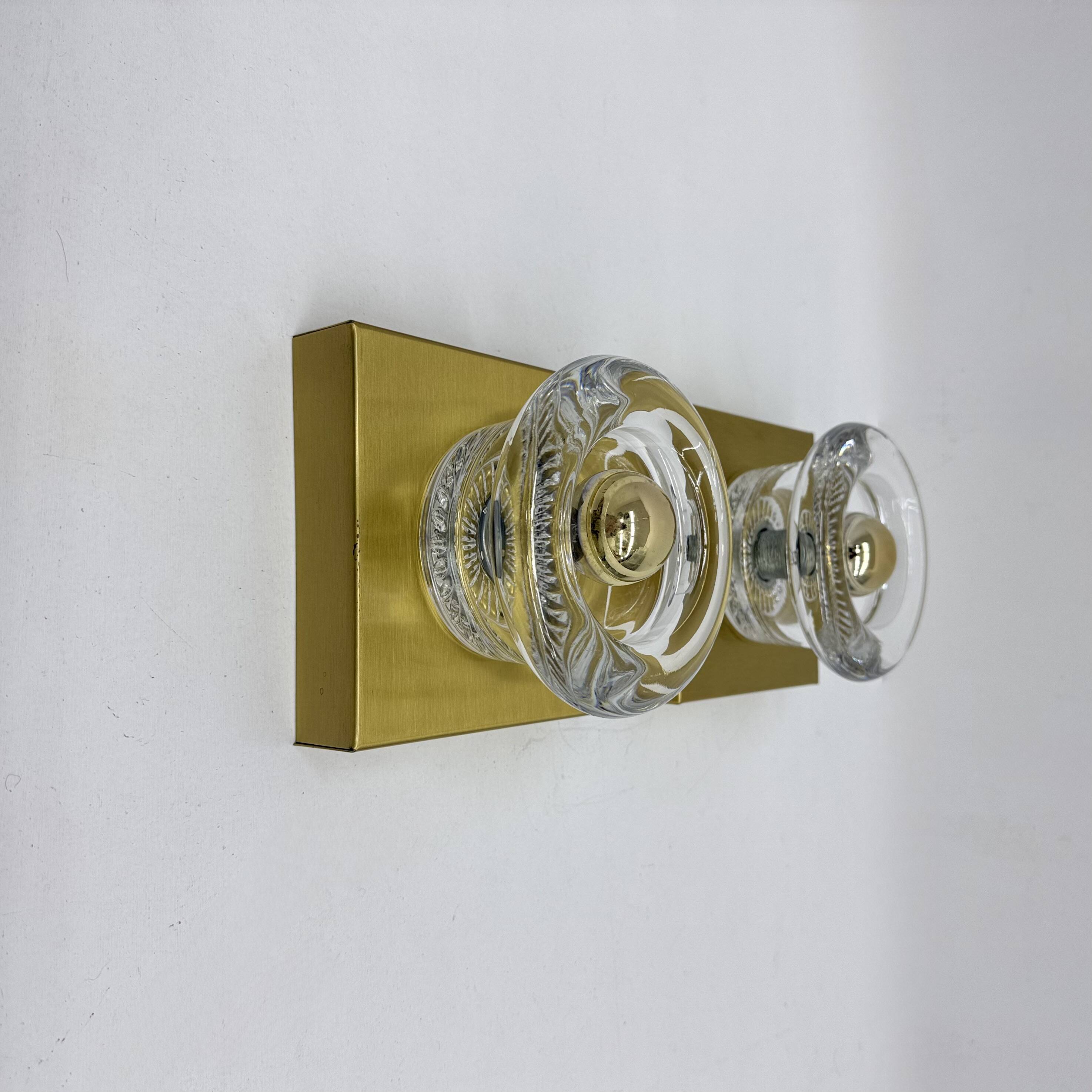 Vintage Peill & Putzler Ice glass Wall Lamp , 1970s