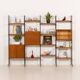 Italian free standing wall unit in teak, 1960s