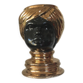 Vase ou cache pot tête de Nubien en céramique noire dlg de Piero Fornasetti