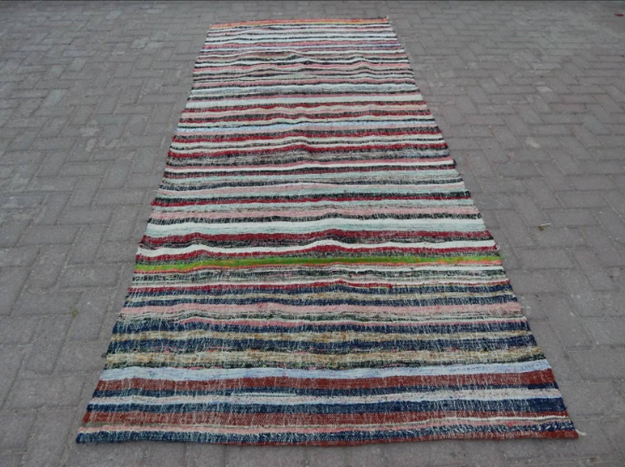 Vintage Turkish handmade rug 130x282 cm