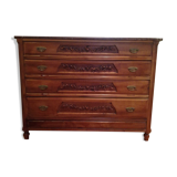 1900 cherry chest of drawers with red marble