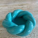 Turquoise blue twisted ceramic candle holder