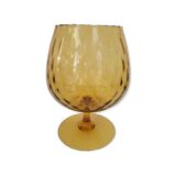 Vase on foot vintage amber polished glass