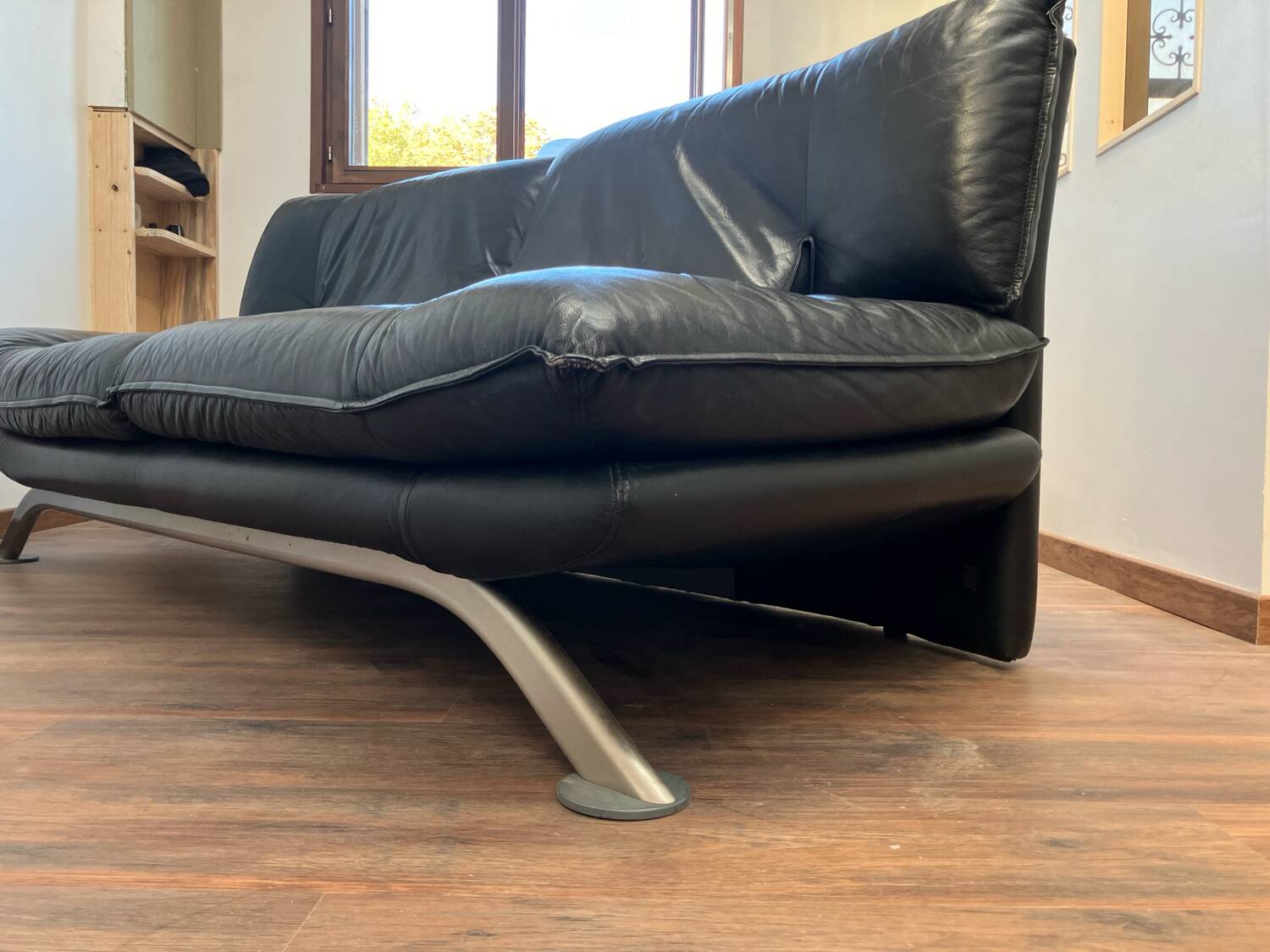 Nicoletti Italian black leather sofa