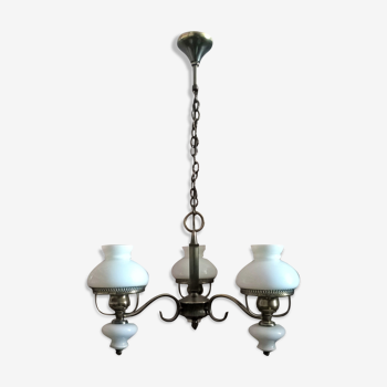 Gloss metallic patinated and gold and double opalines three fires Scandinavian style of the 30s