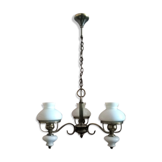 Gloss metallic patinated and gold and double opalines three fires Scandinavian style of the 30s