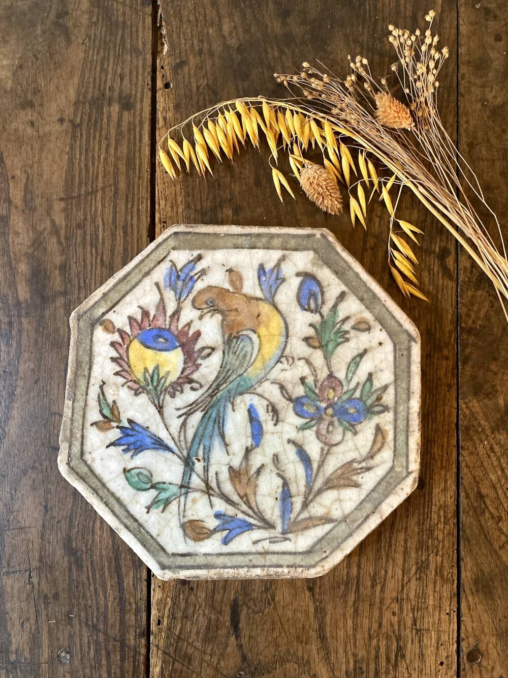 Ancient Persian tile in glazed earthenware