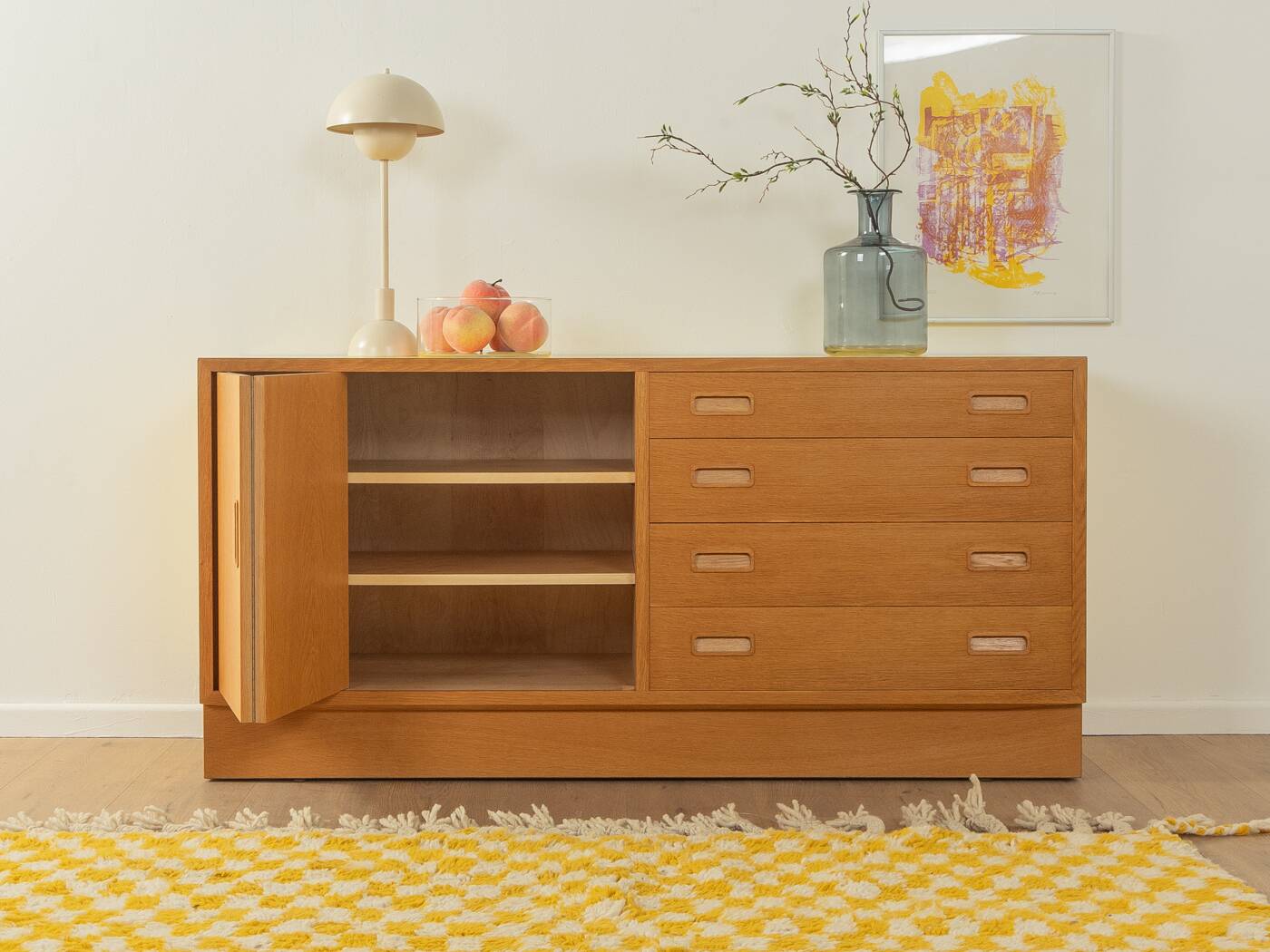 Sideboard by Poul Hundevad, 1960s, oak veneer, yellow Resopal