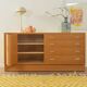 Sideboard by Poul Hundevad, 1960s, oak veneer, yellow Resopal