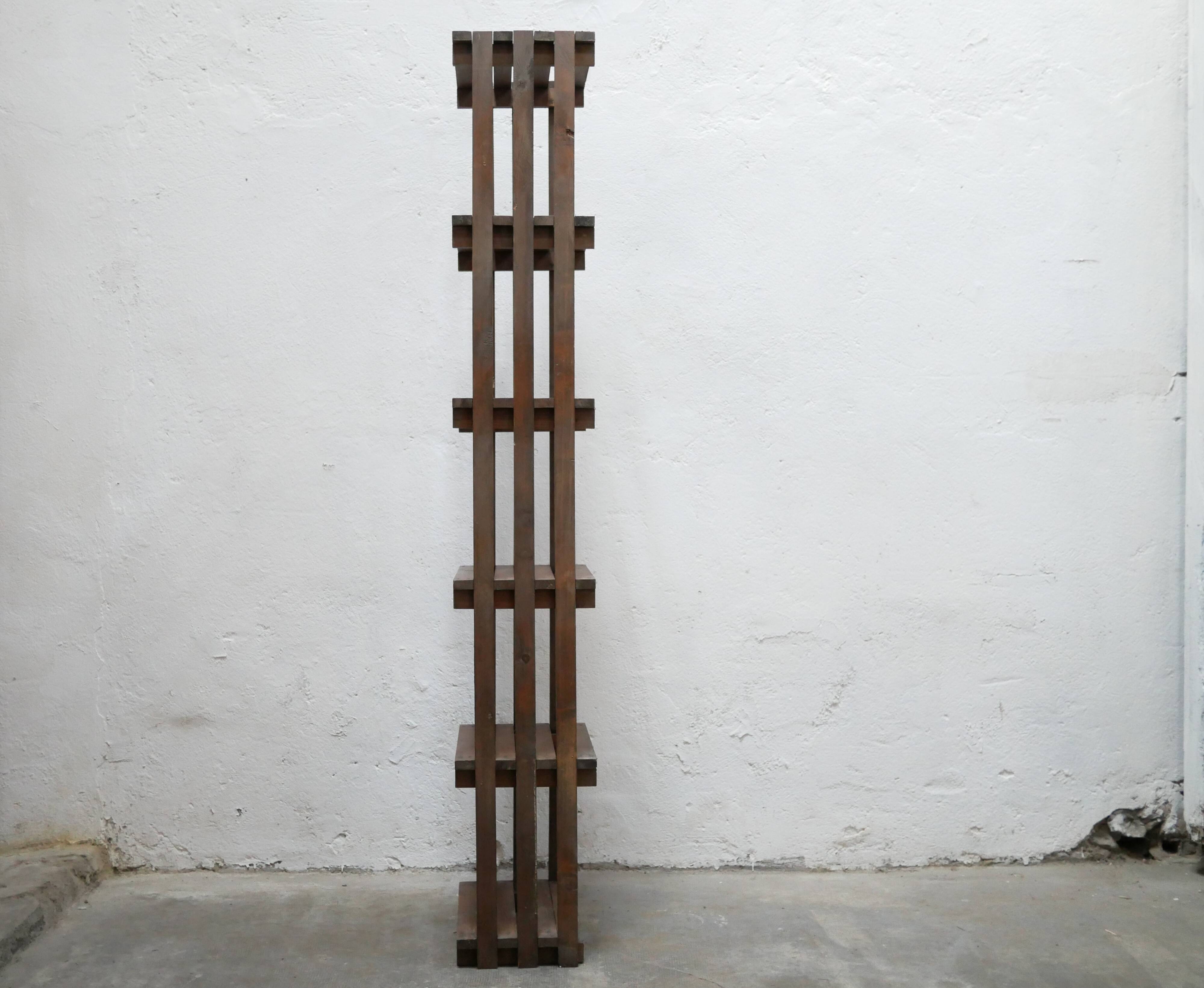 Vintage wooden column bookcase shelf