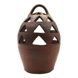 Impressive ceramic candlestick lantern, 1970s stoneware.