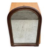 Bamboo and rattan mirror in the shape of an arch, dark oak satin finish 56x38